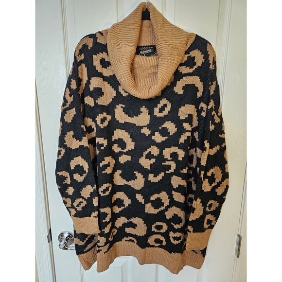 BloomChic Sweaters - NWT Bloomchic Leopard Jacquard Cowl Neck Soft Pullover Knit Sweater, Plus 24